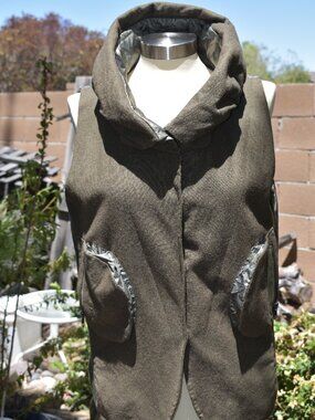 Army Green/Brown Couture Wool Blend Vest